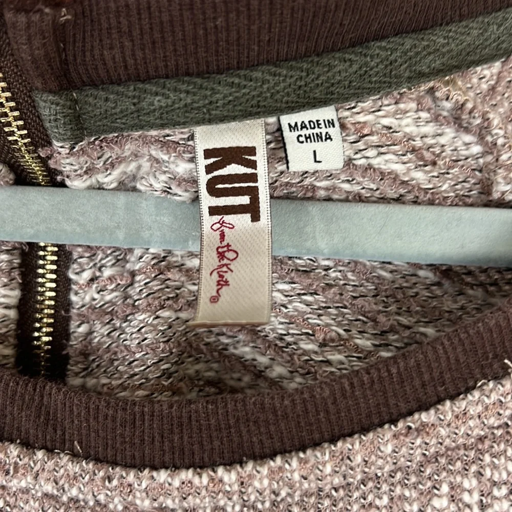 KUT FROM THE KLOTH pullover sweater mixed knit brown w/full back gold zi… - Picture 8 of 10